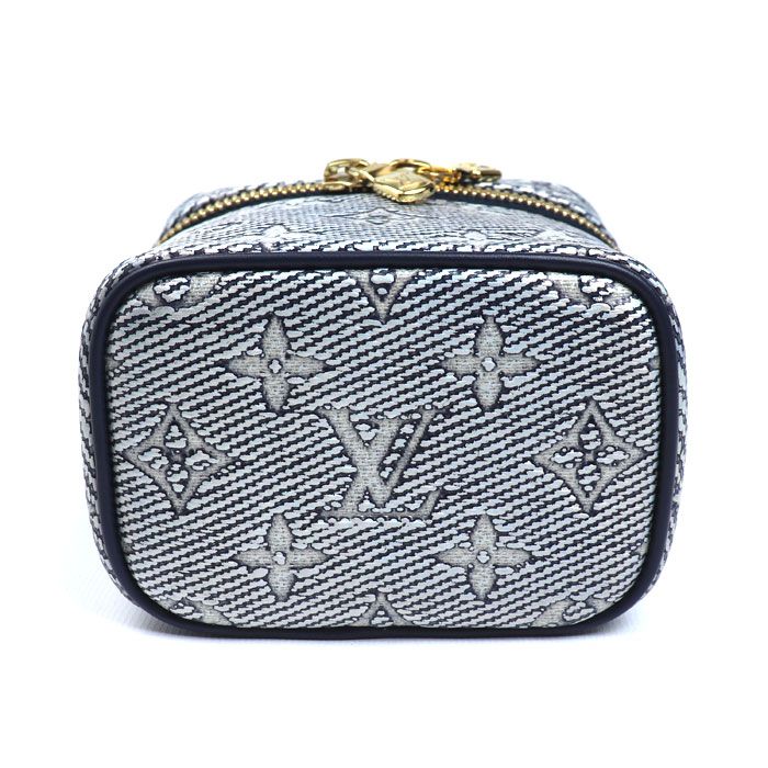 Louis Vuitton Monogram Laminated Jacquard Micro Vanity Shoulder Bag Navy — view 3