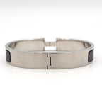 Hermes Click H GM Logo Bangle Bracelet Silver Color And Black Accessories — view 6