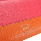 Gucci Long Wallet Bamboo Leather Orange Pink Round Zipper Zippy Bicolor — view 4
