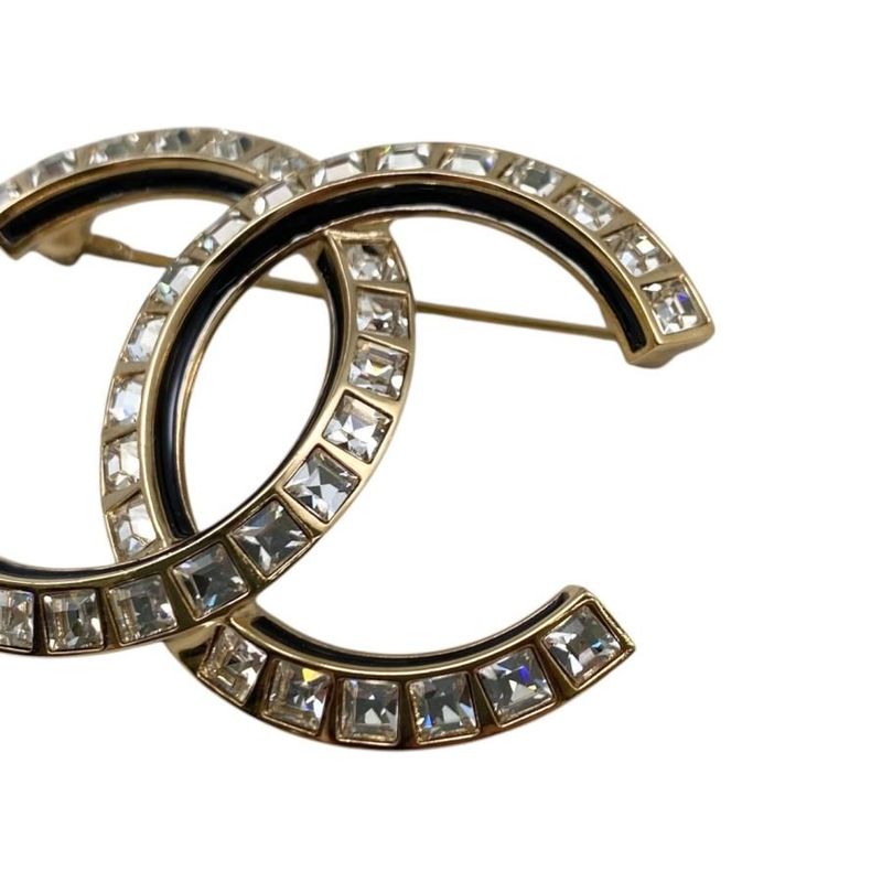Chanel Brooch Abc335 A24 C Square Rhinestone Gold Black — view 5