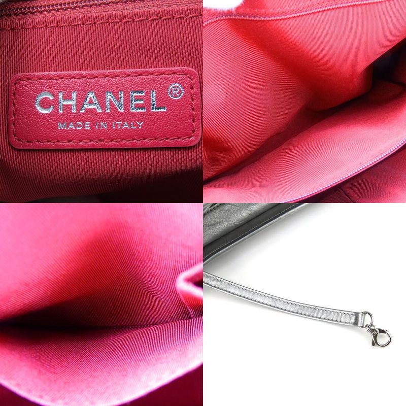 Chanel Shoulder Bag Gabrielle Chain Large Hobo Leather Silver Metallic — view 8