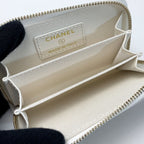 Chanel Coco Mark Caviar Leather Classic Zip Coin Purse Quilted Ap0216 White — view 6