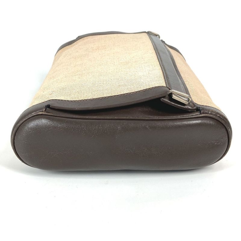 Hermes Clutch Bag Equi Leather Canvas Beige — view 4