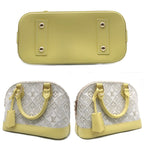 Louis Vuitton Alma BB Canvas Leather Light Gray Yellow Handbag — view 7
