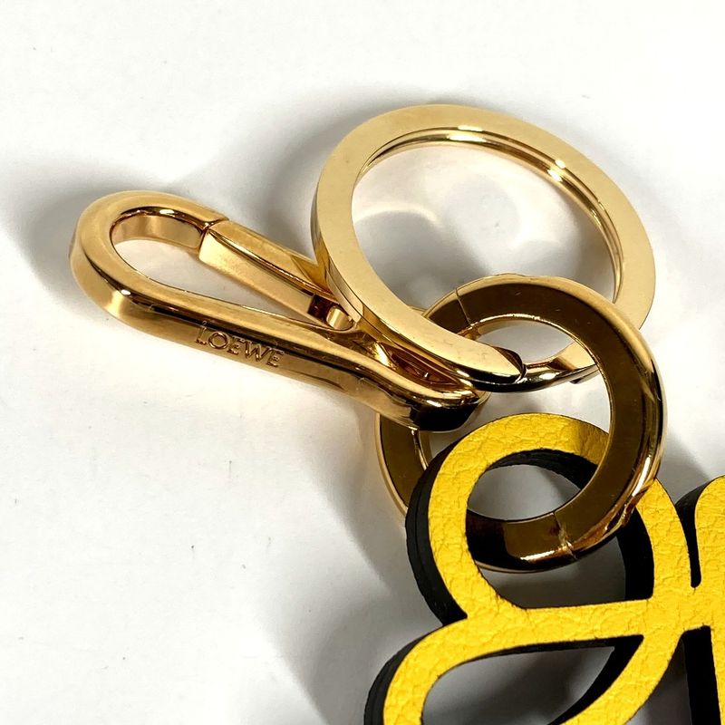 Loewe Key Holder Anagram Charm in Calf X06 Leather Yellow — view 3