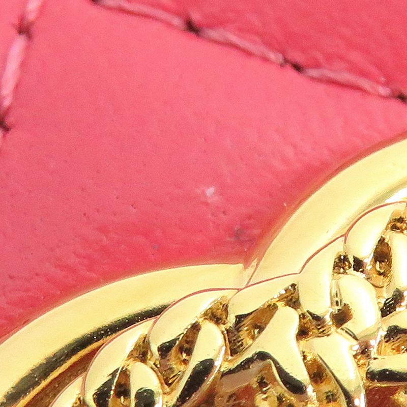 Chanel Quilted Chain Pochette Salmon Pink Cd0204 Gold Hardware Cuff — view 7