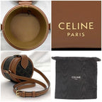 Celine Shoulder Bag Tambour Brown Triomphe Canvas — view 6