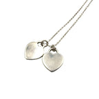 Tiffany & Co Blue Double Heart Tag Enamel Silver Light Necklace — view 2