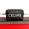 Celine Triomphe Messenger Medium Leather Mini Shoulder Bag Pochette Black 33540