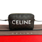 Celine Triomphe Messenger Medium Leather Mini Shoulder Bag Pochette Black 33540