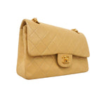 Chanel Shoulder Bag Quilted Lambskin Beige Gold — view 2