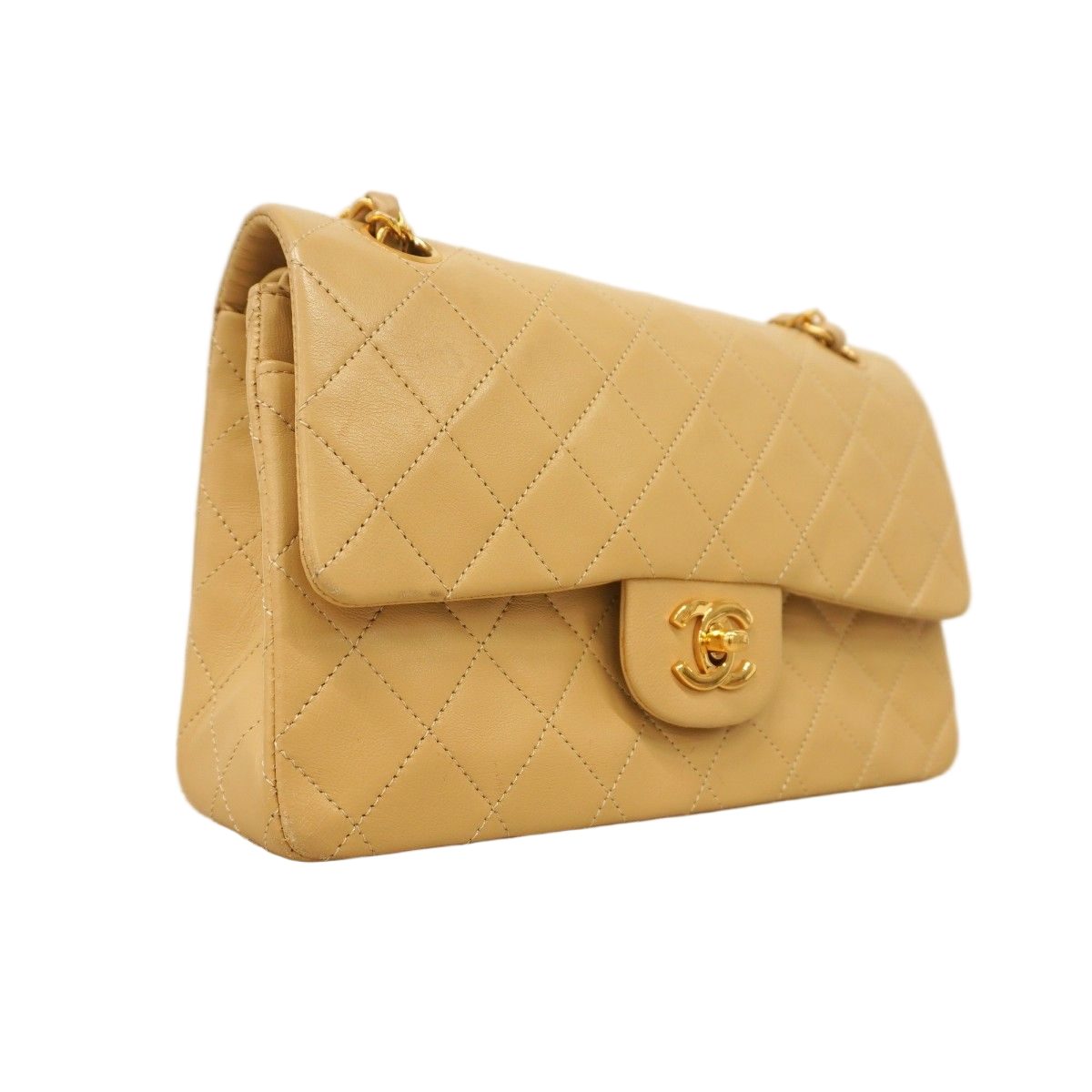Chanel Shoulder Bag Quilted Lambskin Beige Gold — view 2