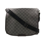 Louis Vuitton Daniel MM Damier Graphite Leather Black Shoulder Bag Silver