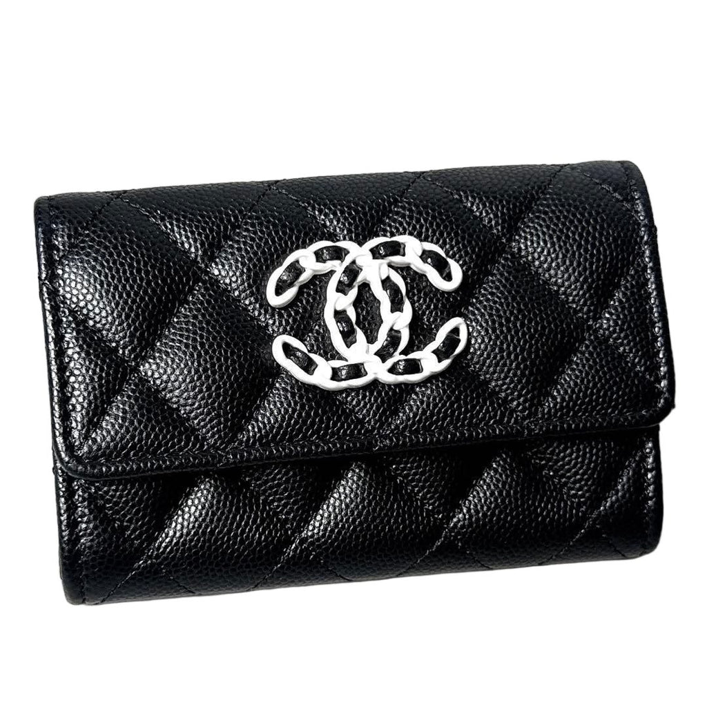 Chanel 19 Card Case Caviar Leather Black