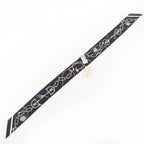 Hermes Twilly Serafette Silk Khaki Fonce White Black Scarf — view 4
