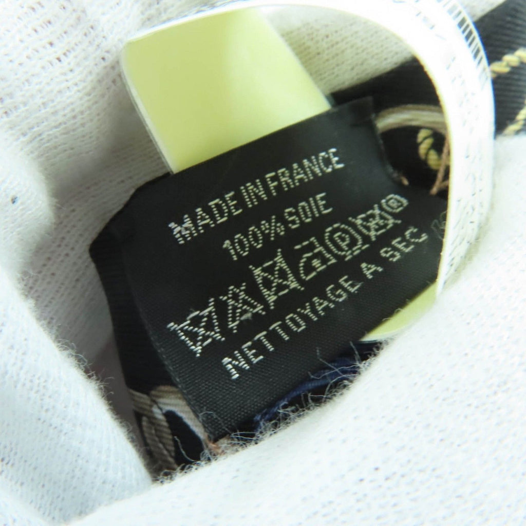 Hermes Twilly Serafette Silk Khaki Fonce White Black Scarf — view 5