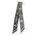 Hermes Twilly Serafette Silk Khaki Fonce White Black Scarf