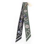 Hermes Twilly Serafette Silk Khaki Fonce White Black Scarf