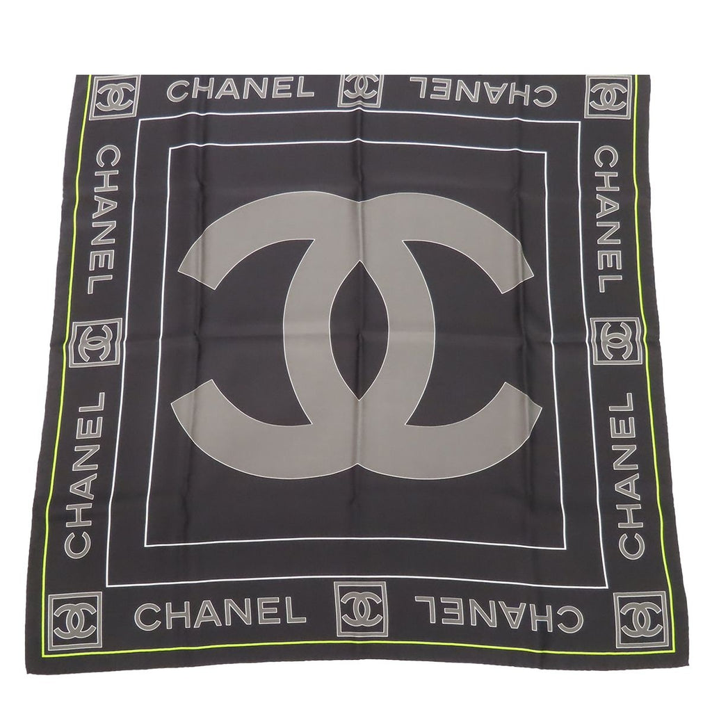 Chanel Scarf Black Silk CC Logo