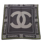 Chanel Scarf Black Silk CC Logo