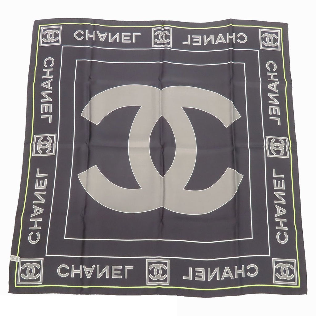Chanel Scarf Black Silk CC Logo — view 2