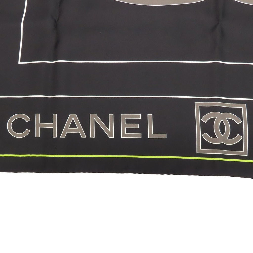 Chanel Scarf Black Silk CC Logo — view 3