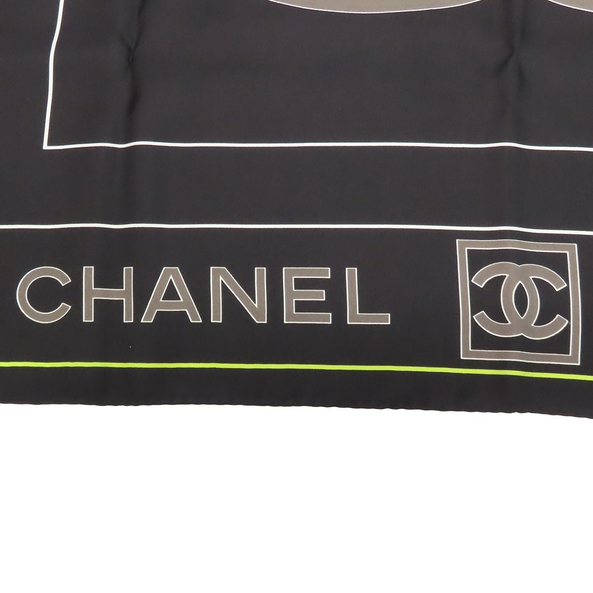 Chanel Scarf Black Silk CC Logo — view 3