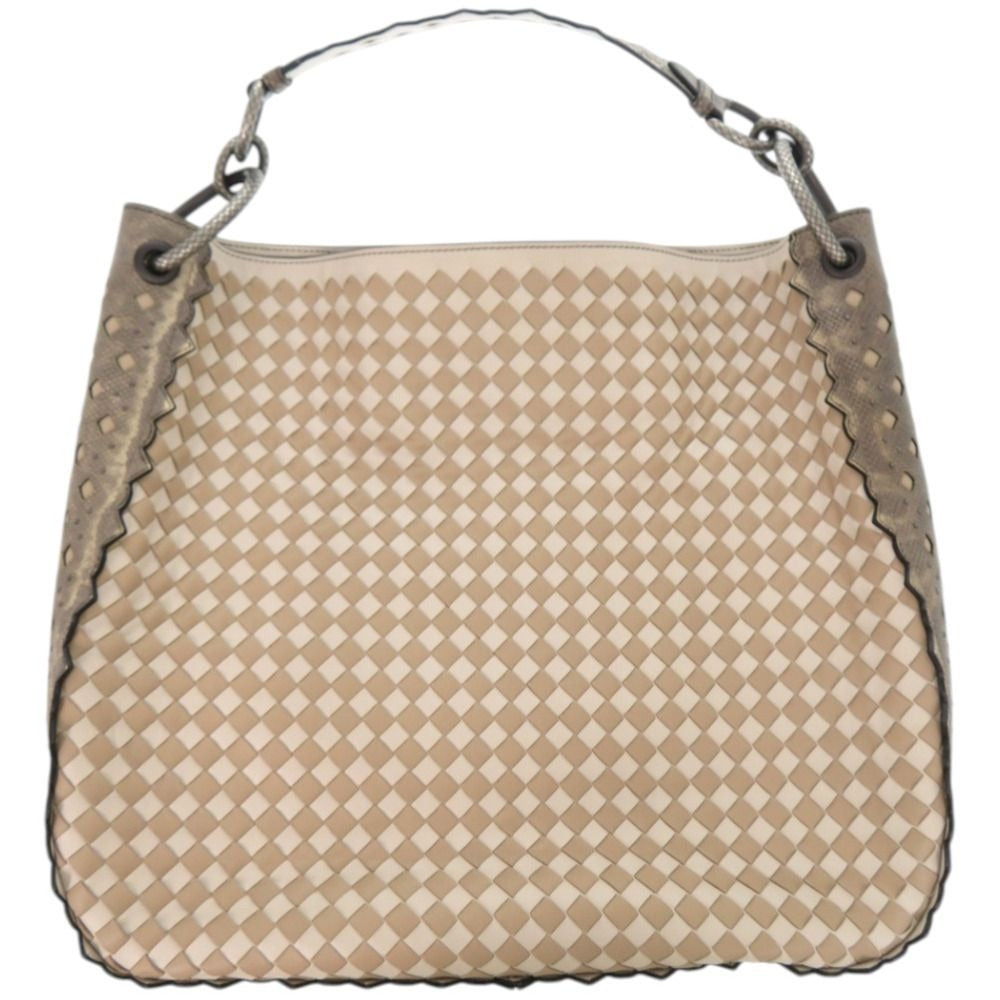 Bottega Veneta Intrecciato Mist Mink Snakeskin White Tote