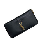 Saint Laurent Zip Around Wallet Black Cassandra Cfp