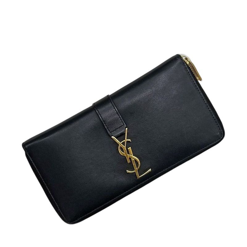 Saint Laurent Zip Around Wallet Black Cassandra Cfp