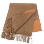 Hermes Pois Cuir Cashmere Lamb Leather Patchwork Scarf Brown — view 3