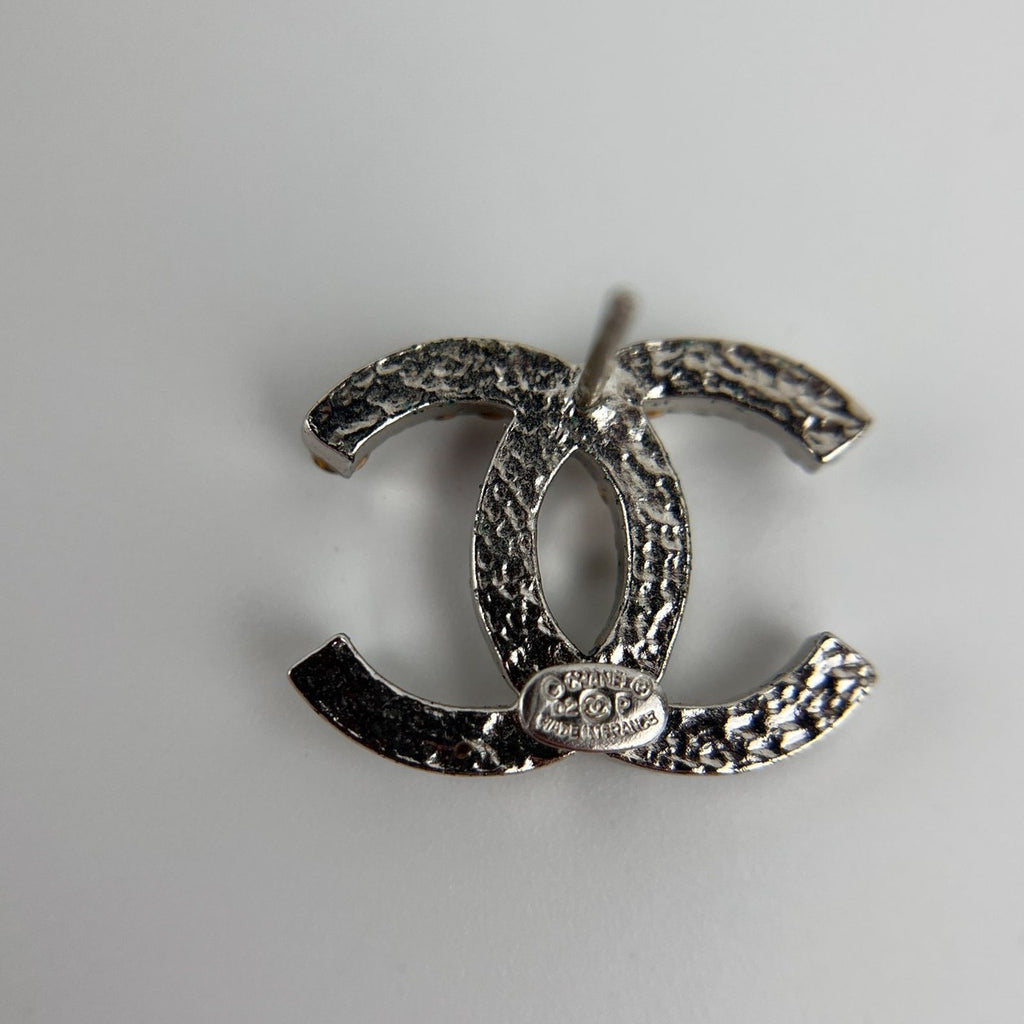Chanel CC Logo Earrings Silver Vintage — view 6