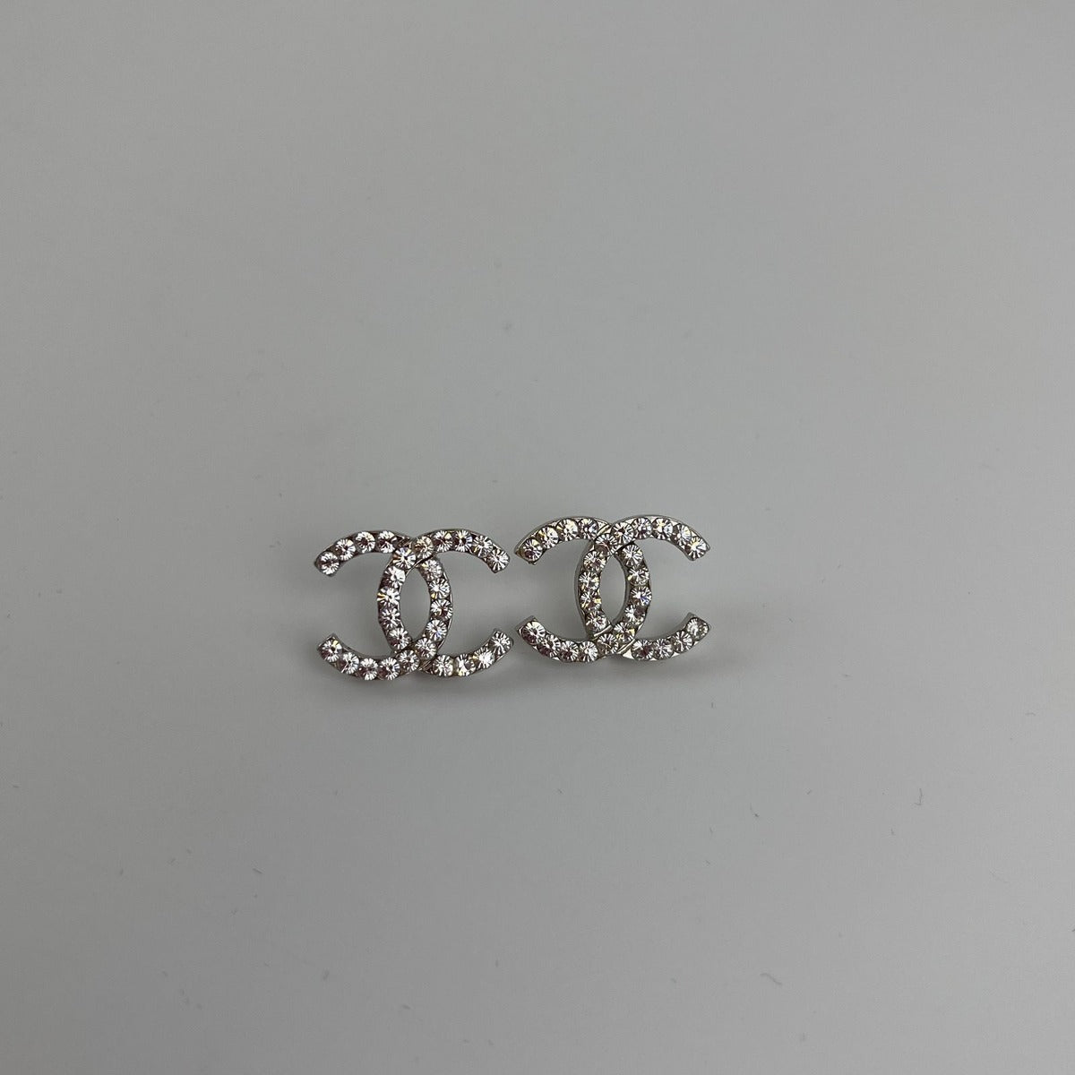 Chanel CC Logo Earrings Silver Vintage