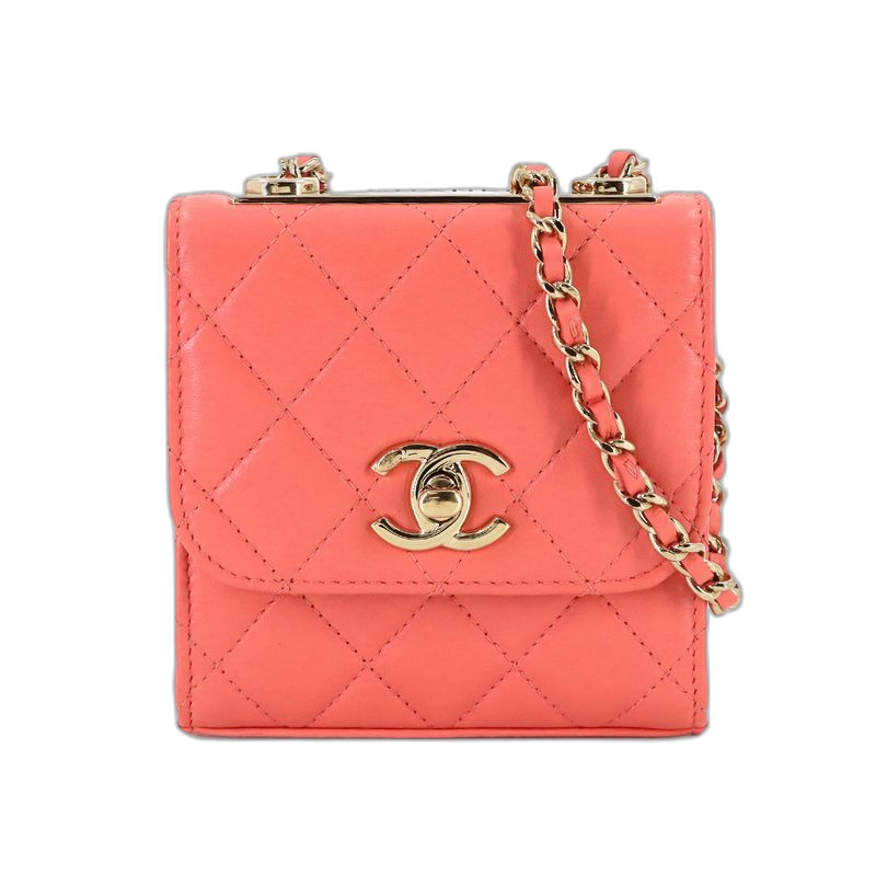 Chanel Trendy CC Quilted Chain Shoulder Bag Lambskin Pink Gold