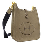 Hermes Shoulder Bag Evelyne TPM Taurillon Clemence Etoupe Gold — view 2