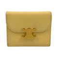 Celine Small Flap Triomphe Leather Light Yellow Trifold Wallet Gold