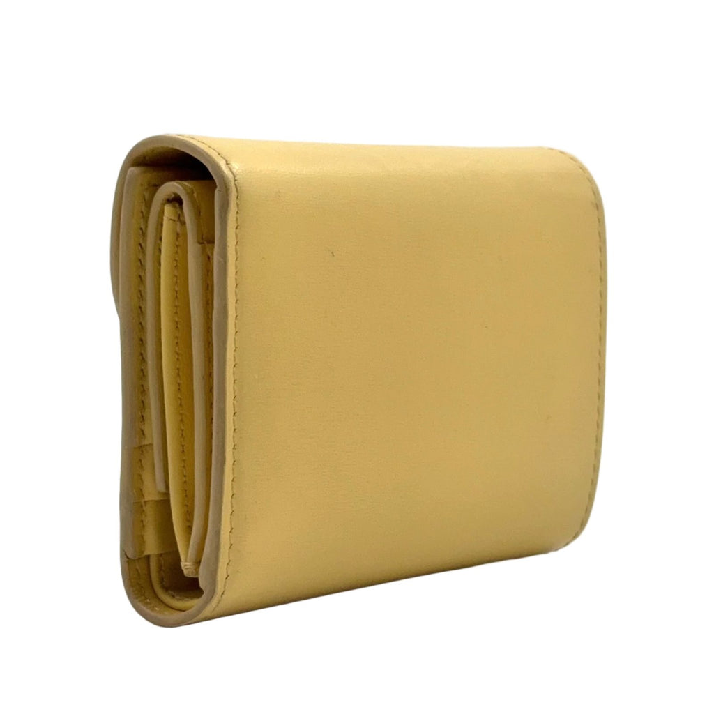 Celine Small Flap Triomphe Leather Light Yellow Trifold Wallet Gold — view 2