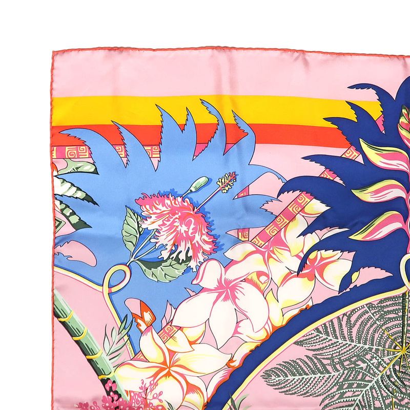 Hermes Rectangle Aloha Pink 100% Silk Scarf Large Accessory — view 8