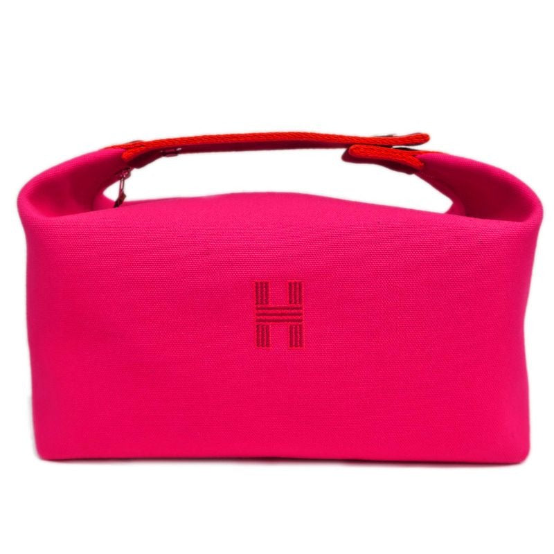 Hermes Brid A Black GM Handbag Pouch Hibiscus Pink
