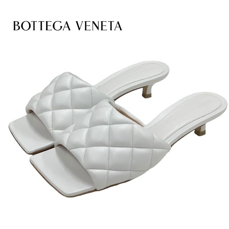 Bottega Veneta Sandals Shoes Lambskin White Mules Quilted