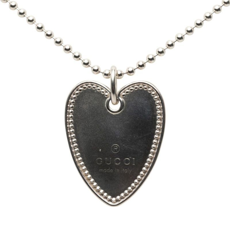 Gucci Heart Necklace Ball Chain Silver