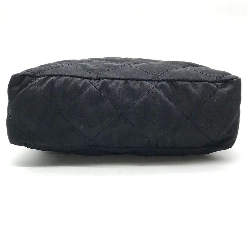 Prada Nylon Quilted Chain Shoulder Tote Black — view 3