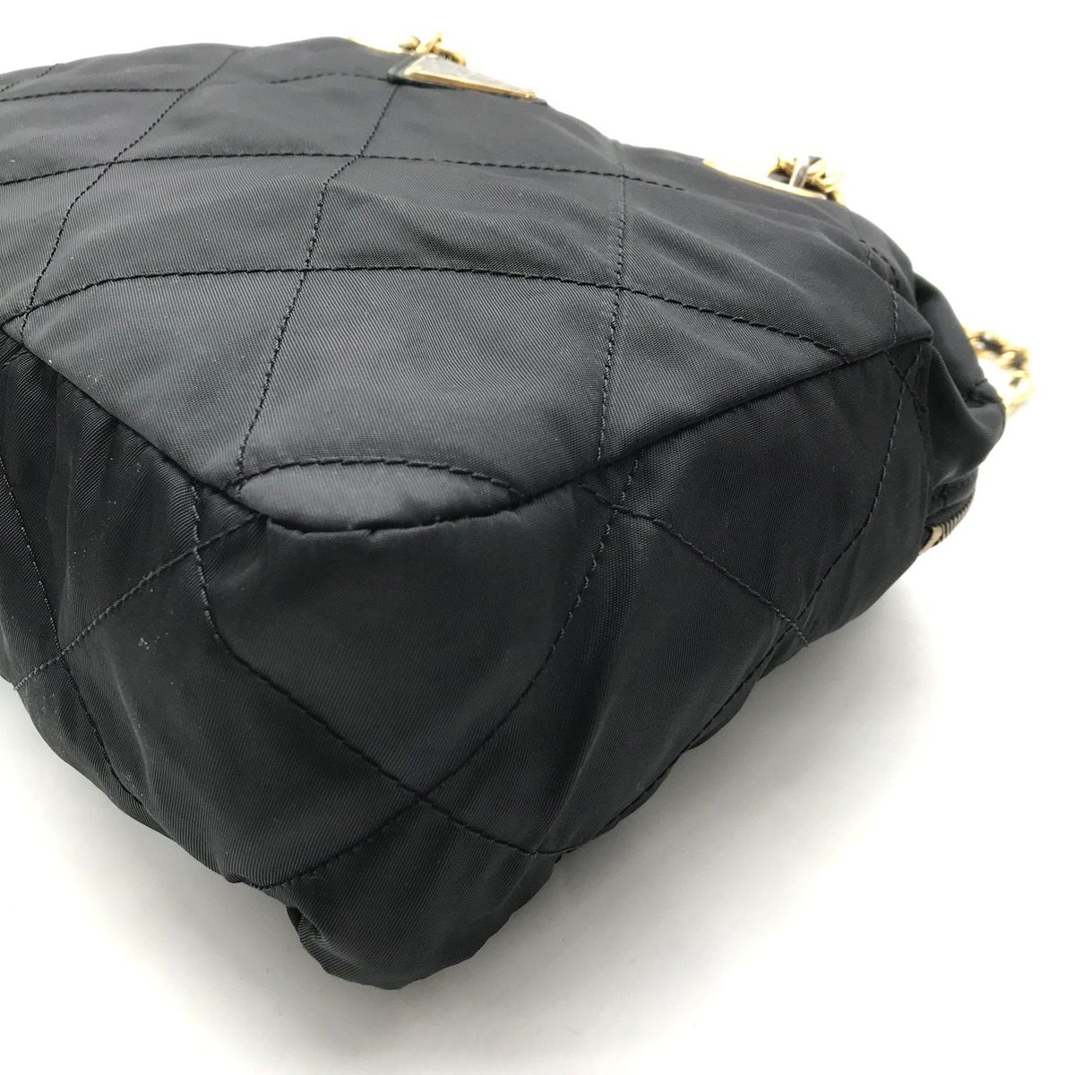 Prada Nylon Quilted Chain Shoulder Tote Black — view 4