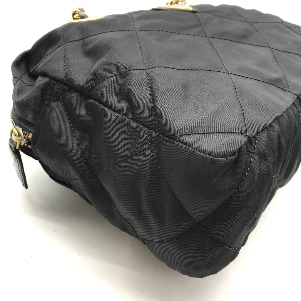Prada Nylon Quilted Chain Shoulder Tote Black — view 5