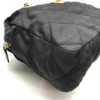 Prada Nylon Quilted Chain Shoulder Tote Black — view 5