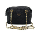 Prada Nylon Quilted Chain Shoulder Tote Black