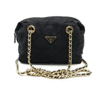 Prada Nylon Quilted Chain Shoulder Tote Black