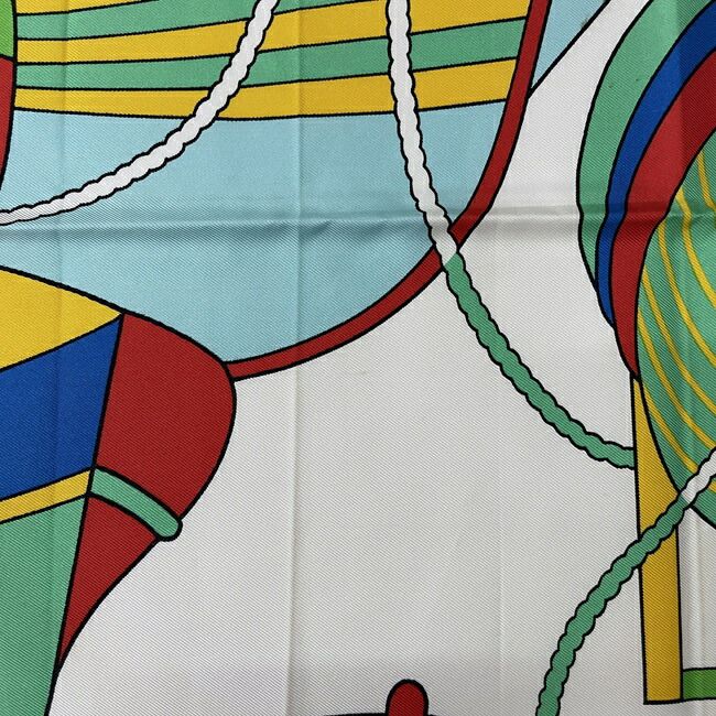 Hermes Scarf Carre 90 Green Blue White Thalass — view 7