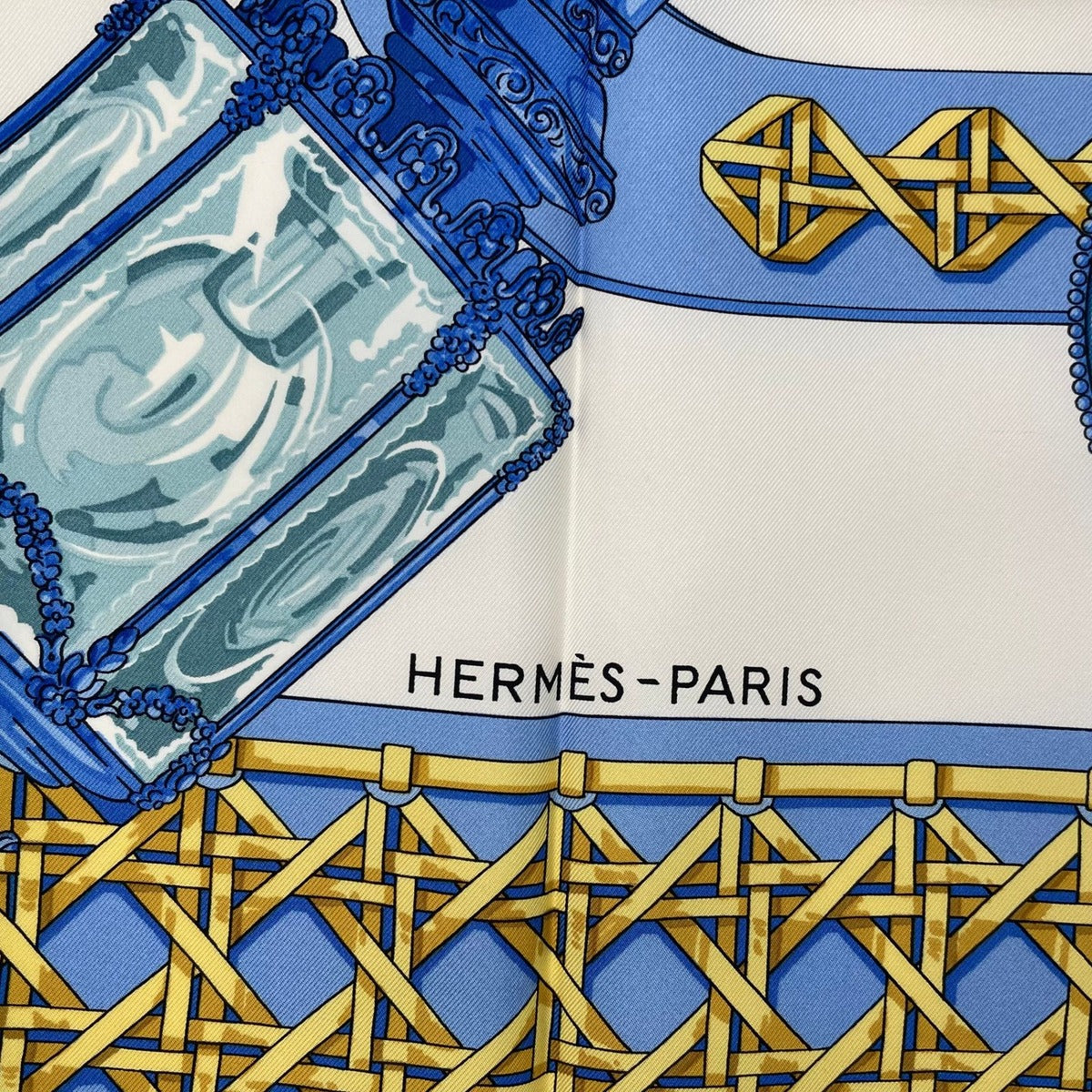 Hermes Scarf Silk Carre 90 Feux de Route Car Lantern White — view 7