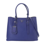 Prada 2-Way Tote Shoulder Bag Saffiano Leather Blue